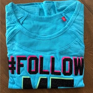 NWT Bright Blue Long Sleeve Youth Shirt “#FOLLOWME”
